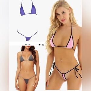 NEW Micro Bikini Set Triangle Top G Sexy Multi Clour Tie Side Mini Bathing